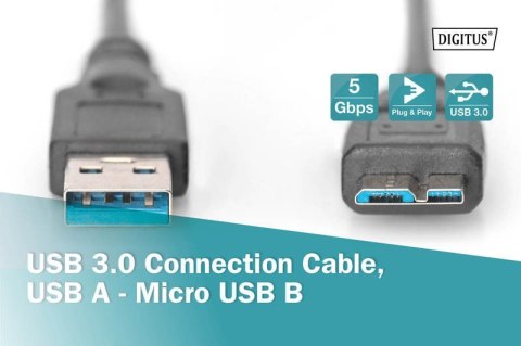 Kabel połączeniowy USB 3.1 Gen.1 SuperSpeed 5Gbps Typ USB A/microUSB B M/M czarny 0,25m Kabel połączeniowy USB 3.1 Gen.1 SuperSpeed 5Gbps Typ USB A/microUSB B M/M czarny 0,25m