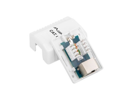Gniazdo natynkowe 1x RJ45 Kat.6 białe ekranowane Gniazdo natynkowe 1x RJ45 Kat.6 białe ekranowane