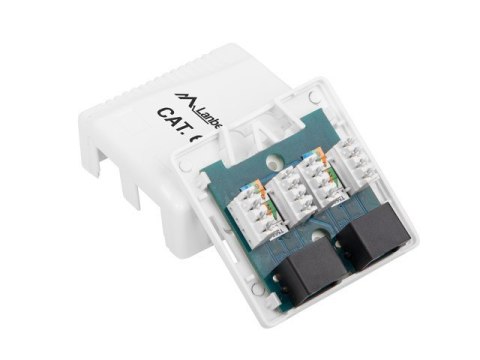 Gniazdo natynkowe 2x RJ45 Kat.6 białe Gniazdo natynkowe 2x RJ45 Kat.6 białe