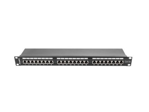 Patch Panel 24 Port 1U Kat.5E czarny ekranowany Patch Panel 24 Port 1U Kat.5E czarny ekranowany