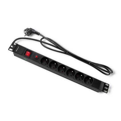 Listwa zasilająca do RACK 19cali | 1U | 6A | PDU | 6xSCHUKO | 2m Listwa zasilająca do RACK 19cali | 1U | 6A | PDU | 6xSCHUKO | 2m