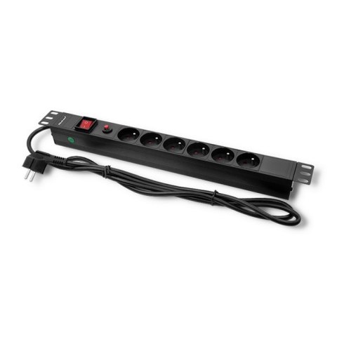 Listwa zasilająca do RACK 19cali | 1U | 6A | PDU | 6xSCHUKO | 2m Listwa zasilająca do RACK 19cali | 1U | 6A | PDU | 6xSCHUKO | 2m