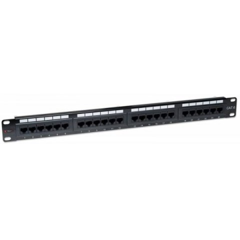 Patch panel 1U UTP 24xR J45 Cat.6, czarny Patch panel 1U UTP 24xR J45 Cat.6, czarny