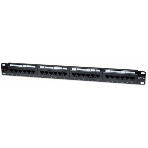 Patch panel 1U UTP 24xR J45 Cat.6, czarny Patch panel 1U UTP 24xR J45 Cat.6, czarny