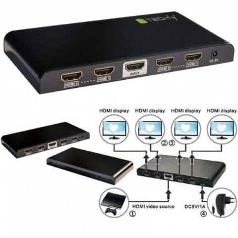 Rozdzielacz-splitter AV HDMI 2.0 1/4 Ultra HD 4Kx2K 3D