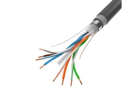 Kabel LAN FTP KAT-6 305M drut outdoor żelowany cu fluke, czarny Kabel LAN FTP KAT-6 305M drut outdoor żelowany cu fluke, czarny
