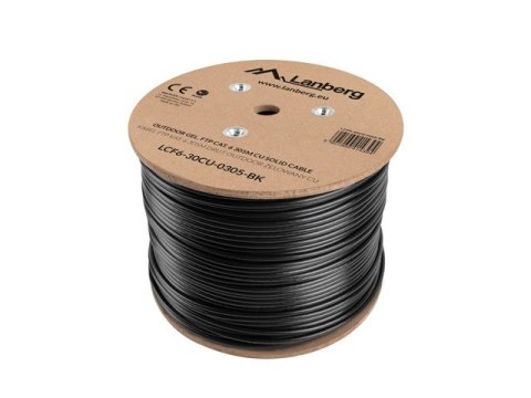 Kabel LAN FTP KAT-6 305M drut outdoor żelowany cu fluke, czarny Kabel LAN FTP KAT-6 305M drut outdoor żelowany cu fluke, czarny