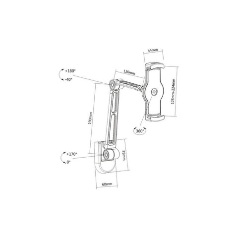 Ramię ścienne do tabletu i iPad 4.7-12,9 regulowane czarne Ramię ścienne do tabletu i iPad 4.7-12,9 regulowane czarne