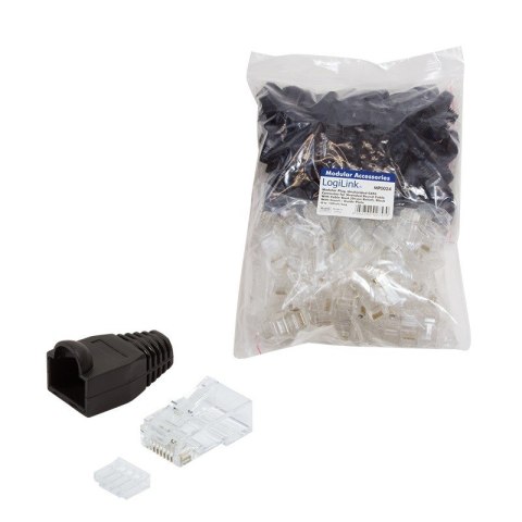 Wtyki RJ45 CAT.6 100szt. UTP z osłoną, czarne Wtyki RJ45 CAT.6 100szt. UTP z osłoną, czarne