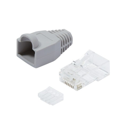 Wtyki RJ45 CAT.6 100szt. UTP z osłoną, szare Wtyki RJ45 CAT.6 100szt. UTP z osłoną, szare