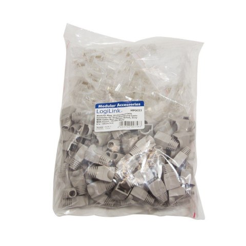Wtyki RJ45 CAT.6 100szt. UTP z osłoną, szare Wtyki RJ45 CAT.6 100szt. UTP z osłoną, szare
