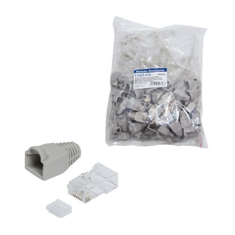 Wtyki RJ45 CAT.6 100szt. UTP z osłoną, szare Wtyki RJ45 CAT.6 100szt. UTP z osłoną, szare