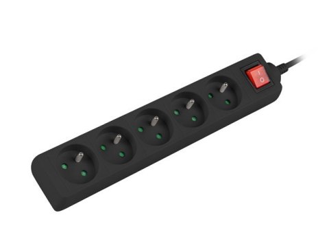 Listwa zasilająca 3m, czarna, 5 gniazd, z wyłącznikiem, kabel wykonany z pełnej miedzi Listwa zasilająca 3m, czarna, 5 gniazd, z wyłącznikiem, kabel wykonany z pełnej miedzi