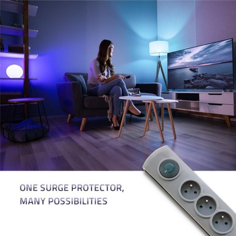 Listwa antyprzepięciowa Quick Switch, 4 gniazda, 1,5m, szara Listwa antyprzepięciowa Quick Switch, 4 gniazda, 1,5m, szara