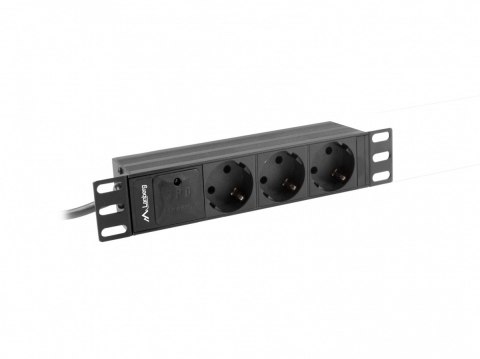 Listwa zasilająca Rack PDU 10 cali 1U 3x Schuko 2m 10A czarna C14 Listwa zasilająca Rack PDU 10 cali 1U 3x Schuko 2m 10A czarna C14