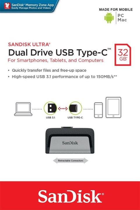 Pamięć Ultra Dual Drive 32GB USB 3.1 Type-C 150MB/s Pamięć Ultra Dual Drive 32GB USB 3.1 Type-C 150MB/s