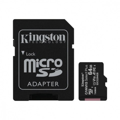 Karta pamięci microSD 64GB Canvas Select Plus 100MB/s Adapter Karta pamięci microSD 64GB Canvas Select Plus 100MB/s Adapter