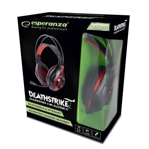 Słuchawki z mikrofonem gaming Deathstrike Czerwone Słuchawki z mikrofonem gaming Deathstrike Czerwone