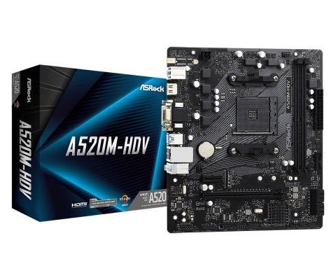 Płyta główna A520M-HDV AM4 2DDR4 HDMI/DVI/VGA M.2 mATX Płyta główna A520M-HDV AM4 2DDR4 HDMI/DVI/VGA M.2 mATX