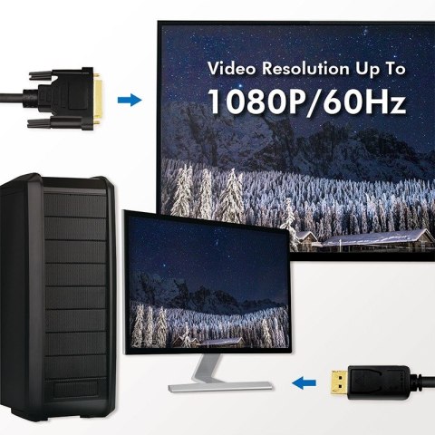 Kabel DisplayPort 1.2 do DVI 5m Czarny Kabel DisplayPort 1.2 do DVI 5m Czarny