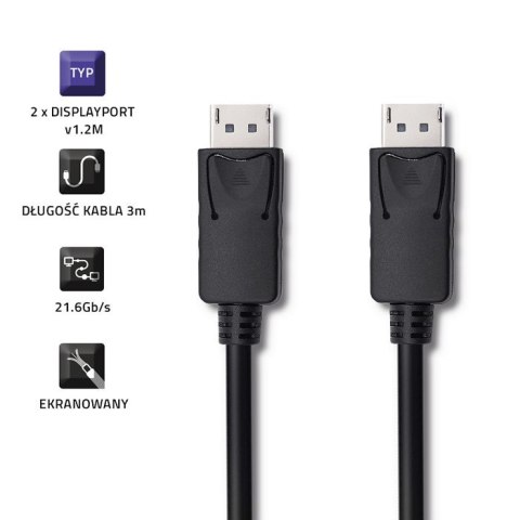 Kabel DisplayPort v1.2 męski | DisplayPort v1.2 męski | 4K |3m Kabel DisplayPort v1.2 męski | DisplayPort v1.2 męski | 4K |3m