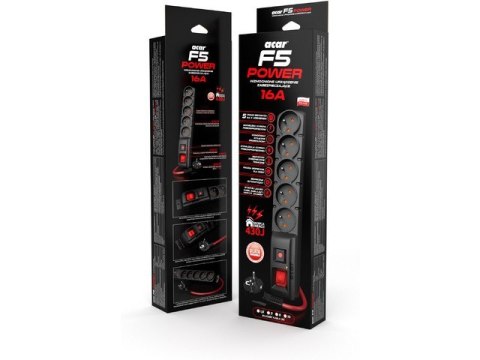Listwa zasilająca F5 Power 3m 16A Czarna Listwa zasilająca F5 Power 3m 16A Czarna