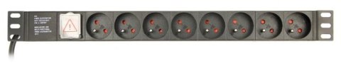 Listwa zasilająca rack (PDU), 8 gniazd FR, 1U, 10A, wtyk C14 3m Listwa zasilająca rack (PDU), 8 gniazd FR, 1U, 10A, wtyk C14 3m