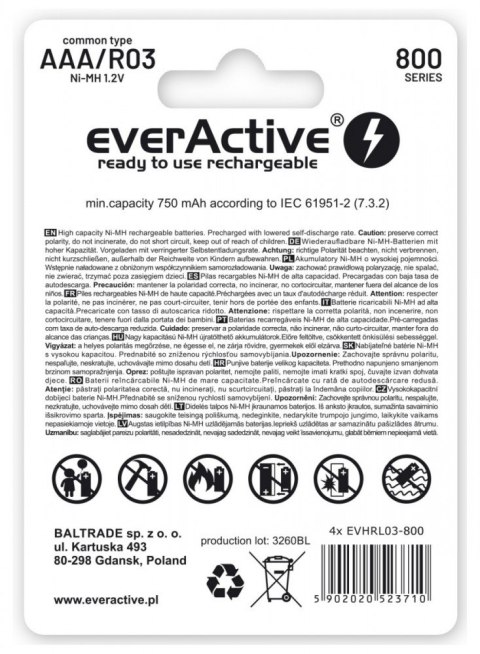 Akumulatory paluszki R03/AAA 800 mAH blister 4 szt. Akumulatory paluszki R03/AAA 800 mAH blister 4 szt.
