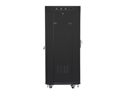 Szafa instalacyjna rack stojąca 19 27U 600x600 czarna, drzwi szklane LCD (Flat pack) Szafa instalacyjna rack stojąca 19 27U 600x600 czarna, drzwi szklane LCD (Flat pack)