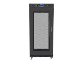 Szafa instalacyjna rack stojąca 19 27U 600x800 czarna, drzwi perforowane LCD (Flat Pack)