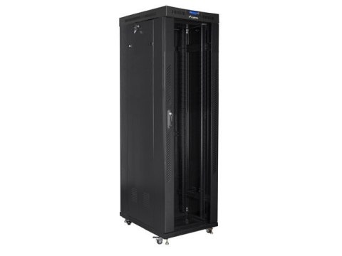 Szafa instalacyjna rack stojąca 19 42U 600x1000 czarna, drzwi szklane lcd (flat pack) Szafa instalacyjna rack stojąca 19 42U 600x1000 czarna, drzwi szklane lcd (flat pack)