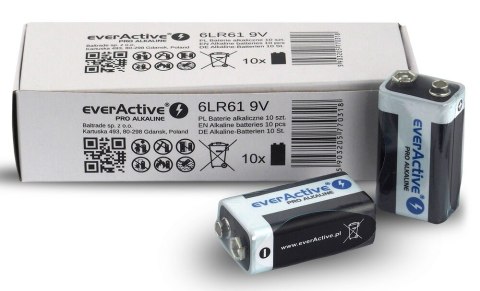 Bateria alkaliczna R9/6LR61 9V PRO ALKALINE, Opakowanie 10 szt. Bateria alkaliczna R9/6LR61 9V PRO ALKALINE, Opakowanie 10 szt.