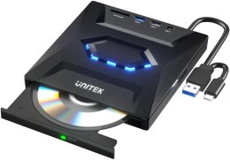 Unitek Nagrywarka zewnętrzna DVD/CD, Hub USB 5Gbps, czytnik kart SD T1037A01