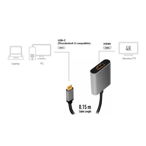 Adapter USB-C do HDMI/F ,4K/60Hz aluminiowy 0.15m Adapter USB-C do HDMI/F ,4K/60Hz aluminiowy 0.15m