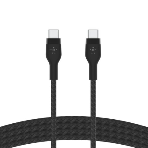 Kabel BoostCharge USB-C/USB-C silikonowy w oplocie 2m, czarny Kabel BoostCharge USB-C/USB-C silikonowy w oplocie 2m, czarny