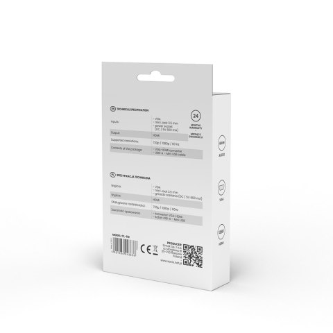 Konwerter/Adapter VGA - HDMI Full HD/1080p 60Hz, CL-110 Konwerter/Adapter VGA - HDMI Full HD/1080p 60Hz, CL-110