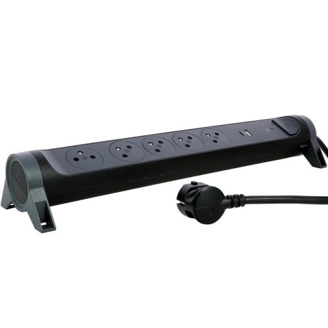 Przedłużacz 5x2PZ +USB A/C 1,5m czarny Przedłużacz 5x2PZ +USB A/C 1,5m czarny