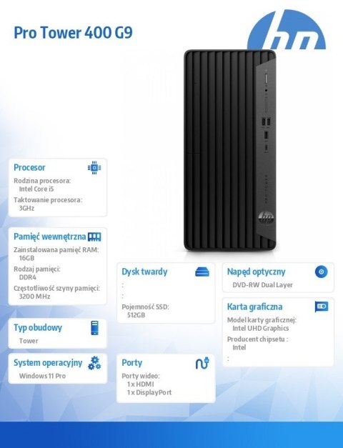 Desktop 400MT G9 i5-12500 512/16/DVD/W11P 6A837EA Desktop 400MT G9 i5-12500 512/16/DVD/W11P 6A837EA
