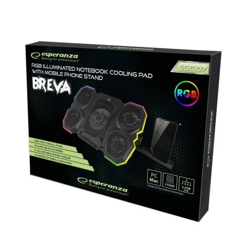 Podstawka chłodząca gaming LED RGB Breva Podstawka chłodząca gaming LED RGB Breva