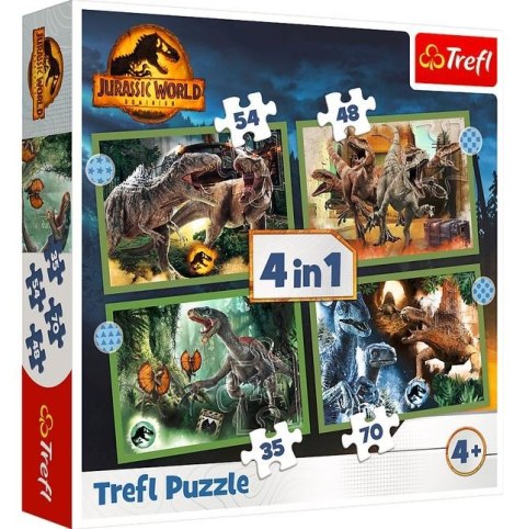 Puzzle 4w1 Groźne dinozaury Jurassic World Puzzle 4w1 Groźne dinozaury Jurassic World