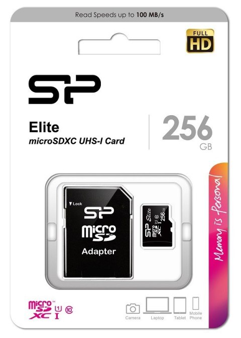 Karta pamięci microSDXC 256GB CL10/UHS-1 100/80 MB/s Elite + adapter Karta pamięci microSDXC 256GB CL10/UHS-1 100/80 MB/s Elite + adapter