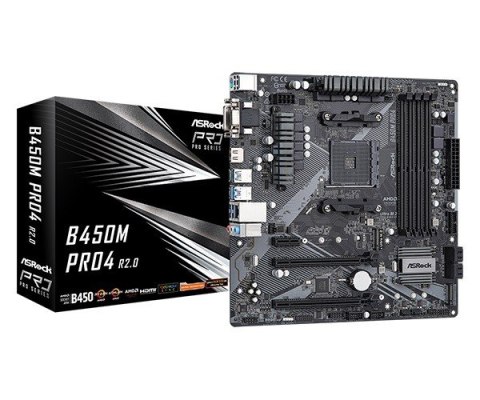 Płyta główna B450M PRO4 R2.0 AM4 4DDR4 HDMI uATX Płyta główna B450M PRO4 R2.0 AM4 4DDR4 HDMI uATX